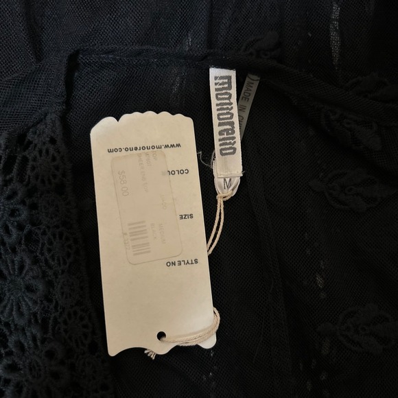 Monoreno Size M Shirt Kimono Black Sheer Embroidered Mesh Lace Boho Oversized - Picture 3 of 8